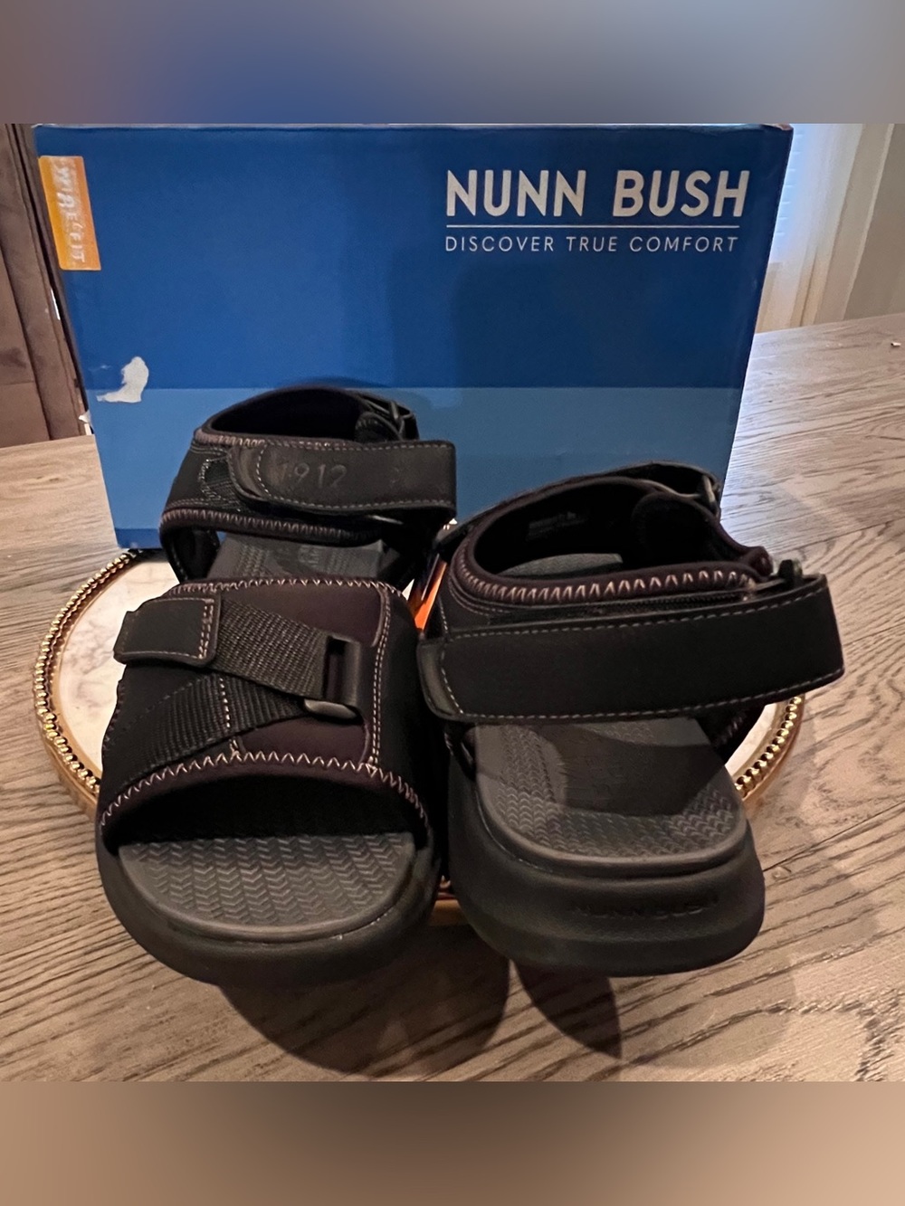 Nunn Bush Men’s Rio Vista Adjustable Strap Black Sandals | SZ. 9W (NWB) - Picture 2 of 7